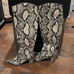 Marc Fisher Snakeskin Knee-High Boots 8.5